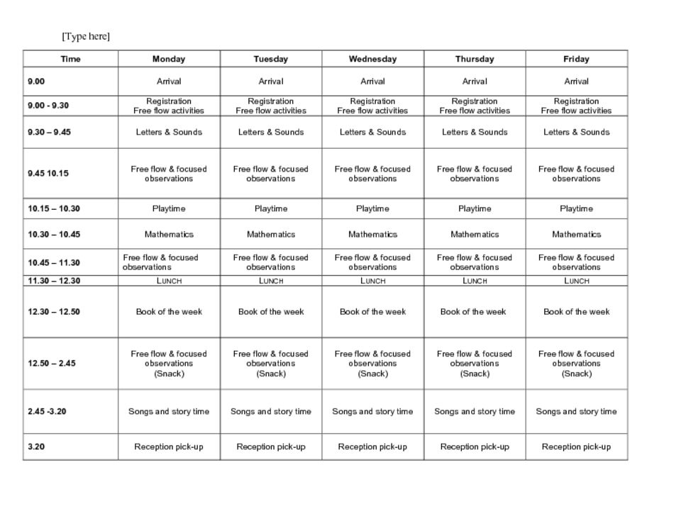 reception-timetable-langham-village-school